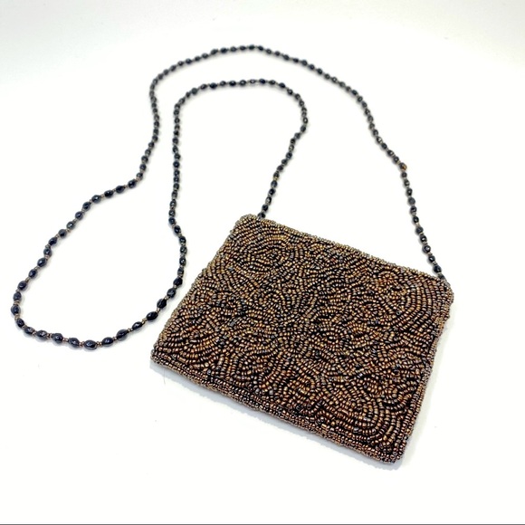 Moyna Handbags - Moyna Beaded Bronze Mini Evening Crossbody Bag